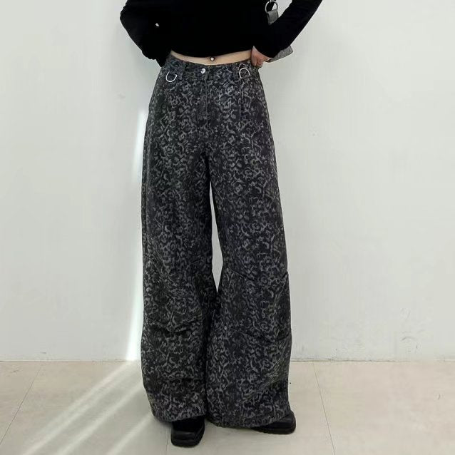 👦🏻👧🏻可穿 - 豹紋闊腳牛仔褲