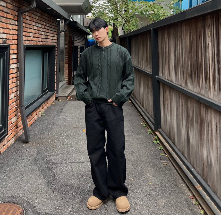 麻花亨利針織衫