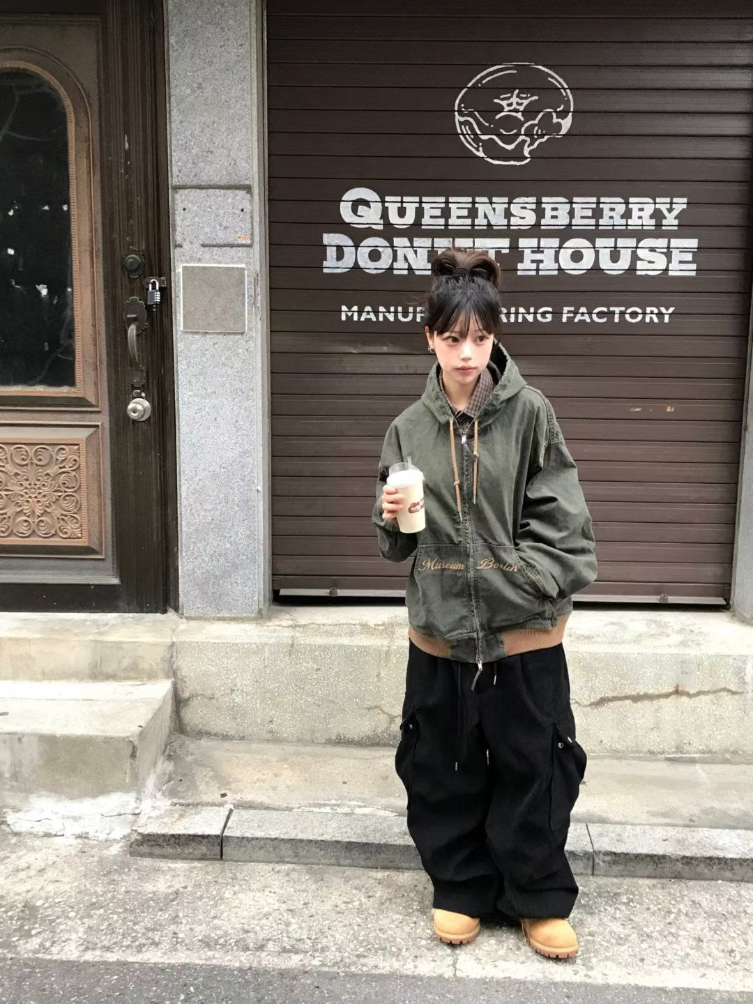 👦🏻👧🏻可穿 - 多袋設計燈芯絨工裝褲