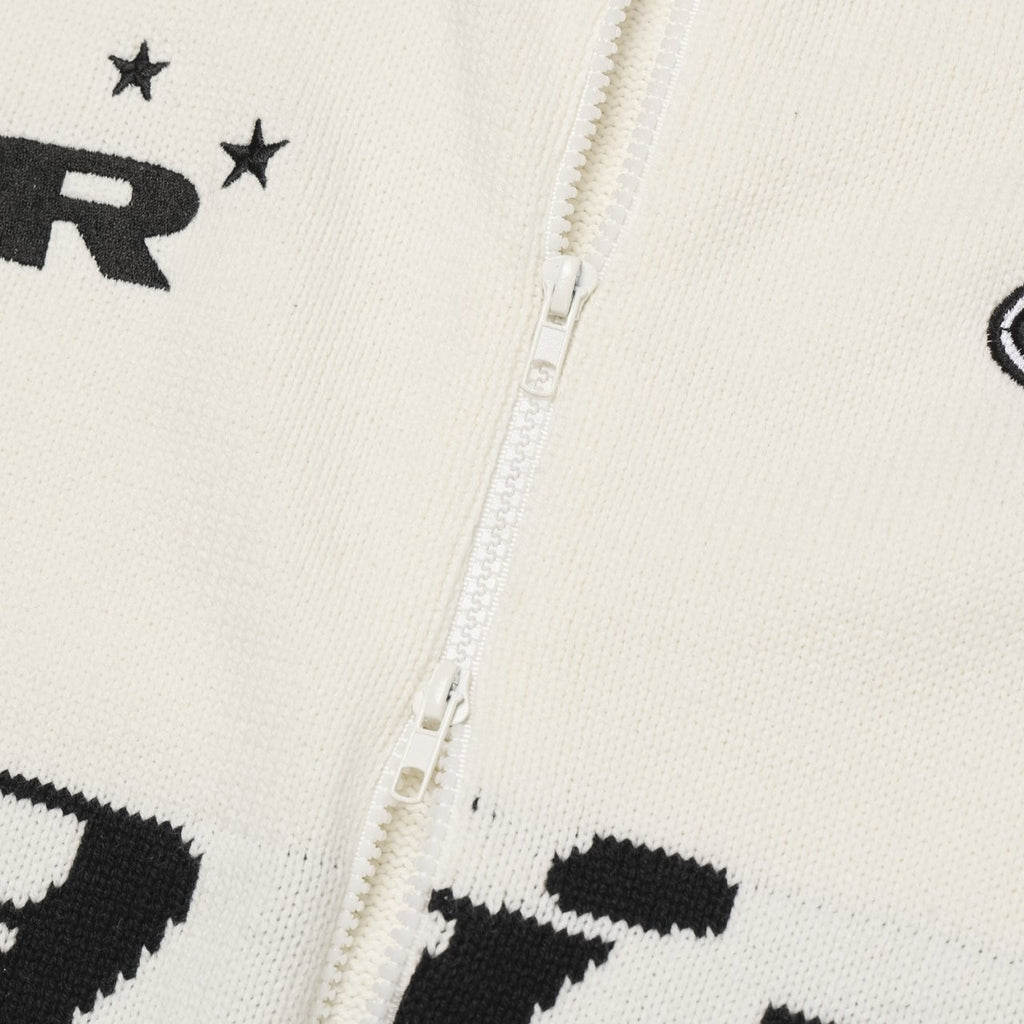 運動風印花拉鍊針織冷衫