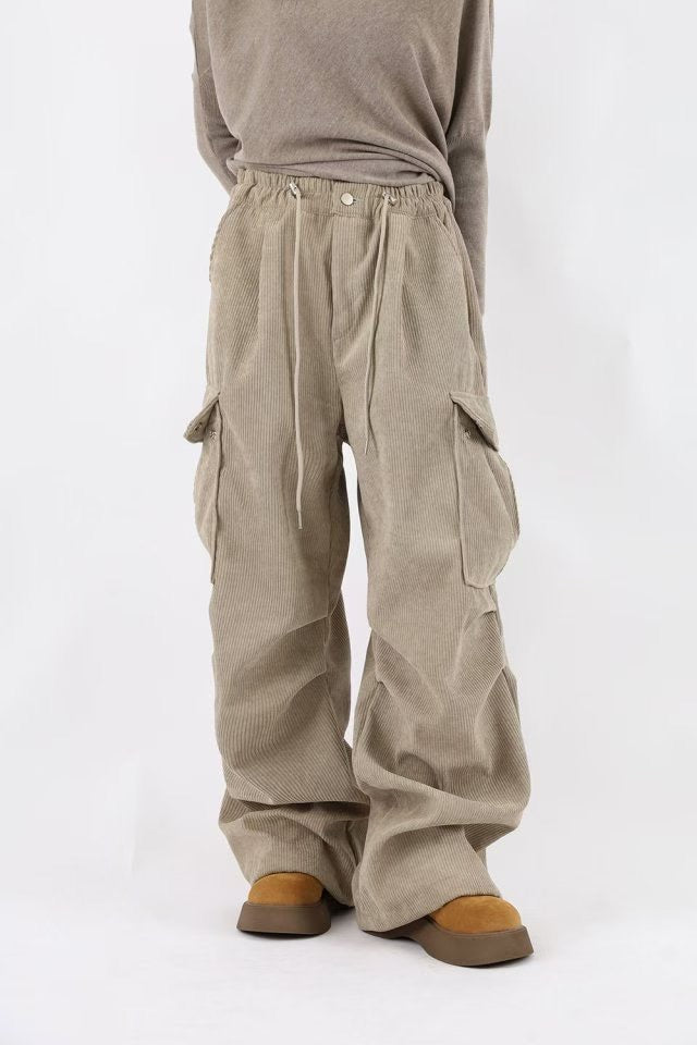 👦🏻👧🏻可穿 - 多袋設計燈芯絨工裝褲