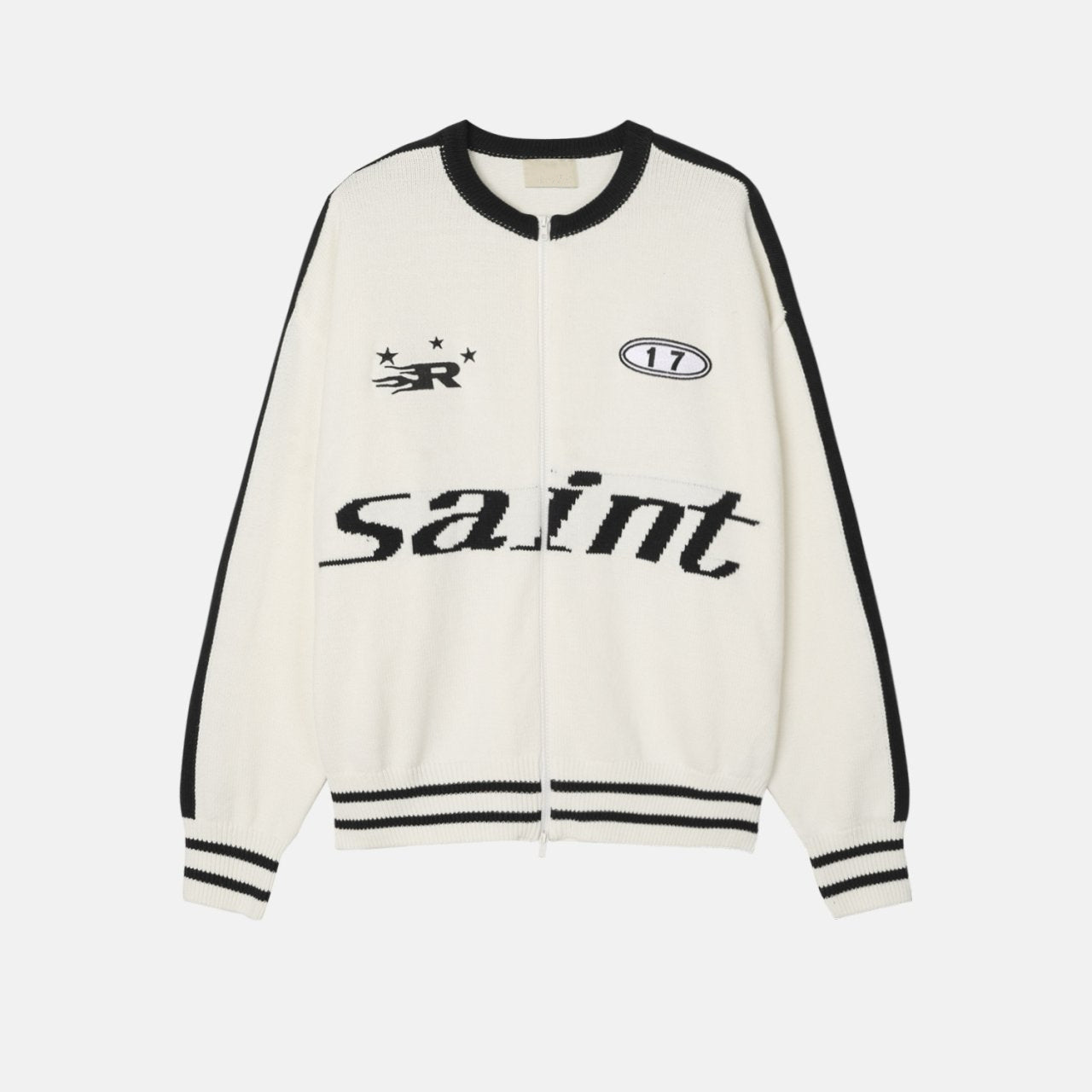 運動風印花拉鍊針織冷衫