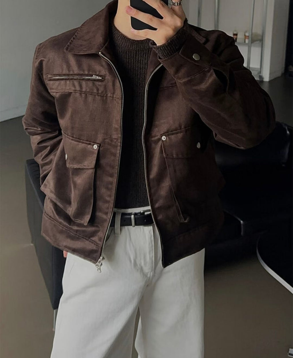 塗層絨面革夾克