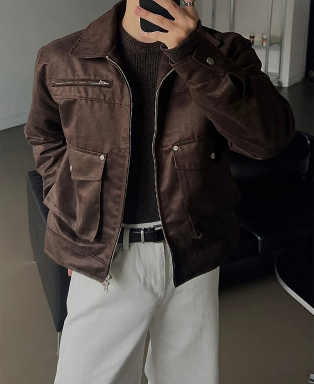 塗層絨面革夾克