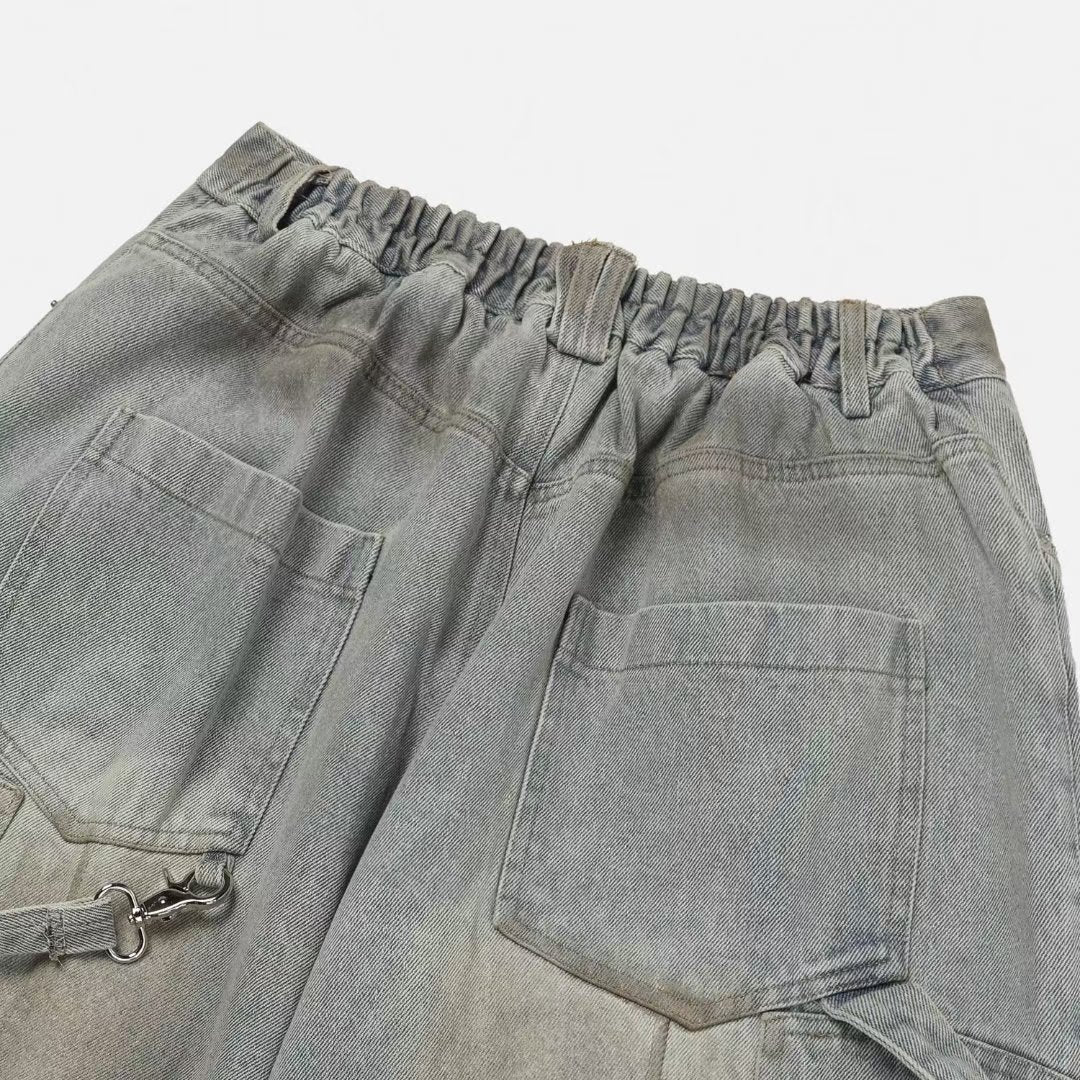 造舊工裝洗水牛仔褲