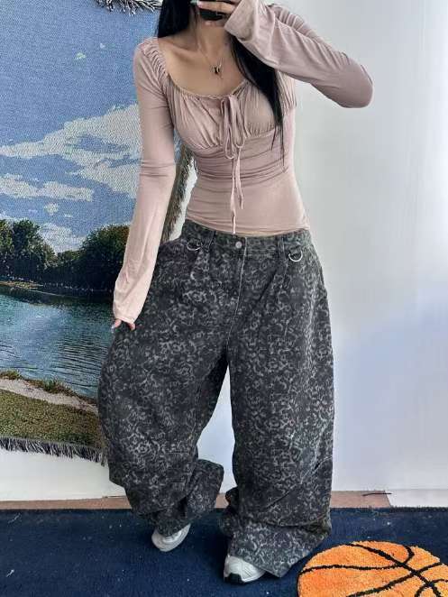 👦🏻👧🏻可穿 - 豹紋闊腳牛仔褲