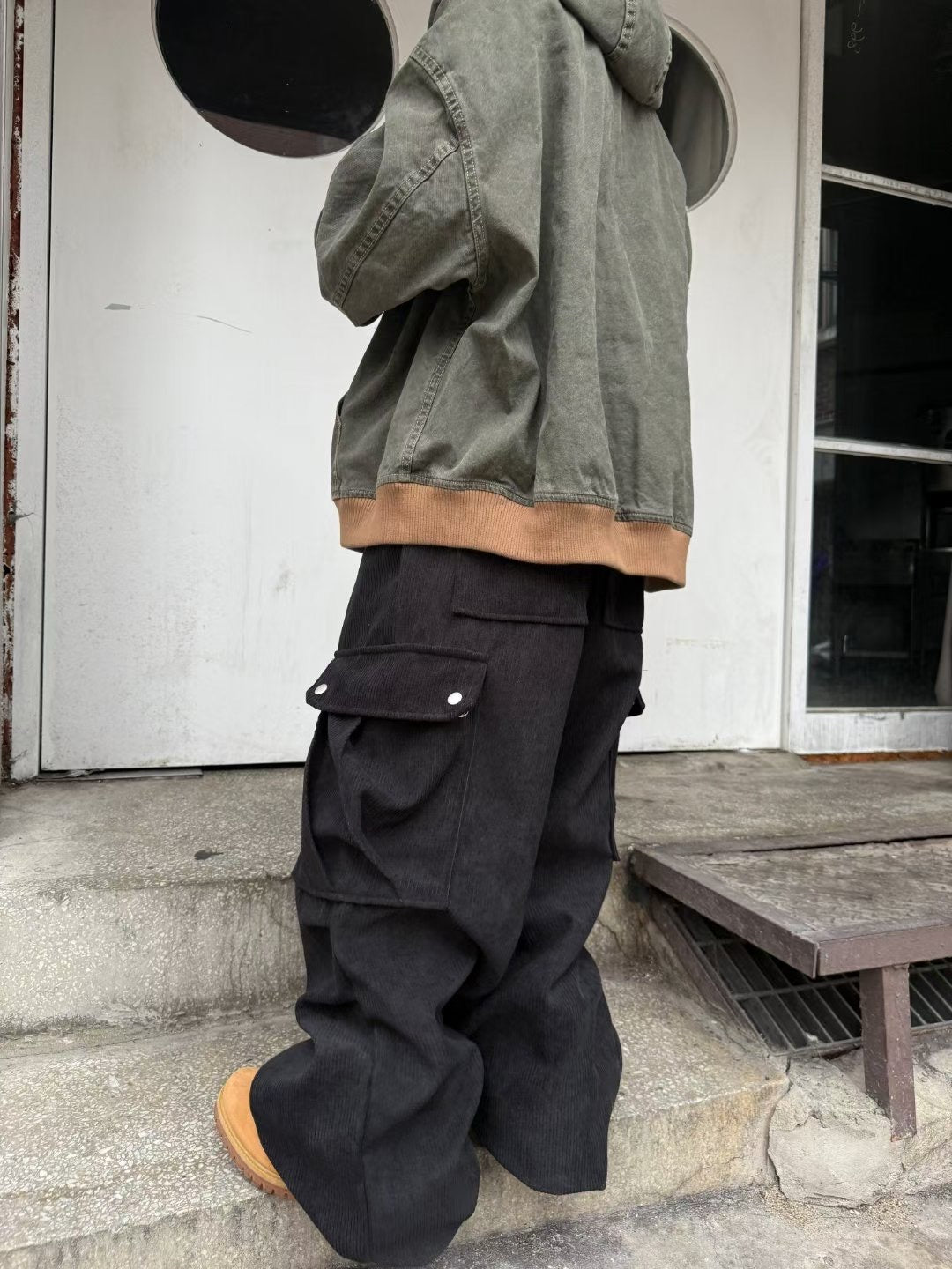 👦🏻👧🏻可穿 - 多袋設計燈芯絨工裝褲